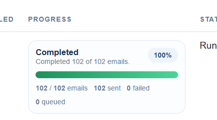 Live progress card